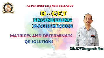 DCET 2020 |UNIT 1 MATRIX AND DETERMINANTS PART II | FREE