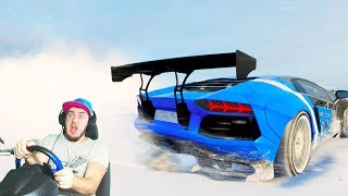 картинка: ЗИМНИЙ ДРИФТ НА ЛАМБЕ - ВЫПАЛ СНЕГ в FORZA HORIZON 4 + РУЛЬ