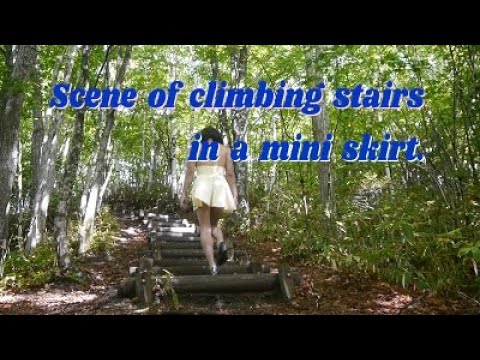 Scene of climbing stairs in a mini skirt.(Tranny)