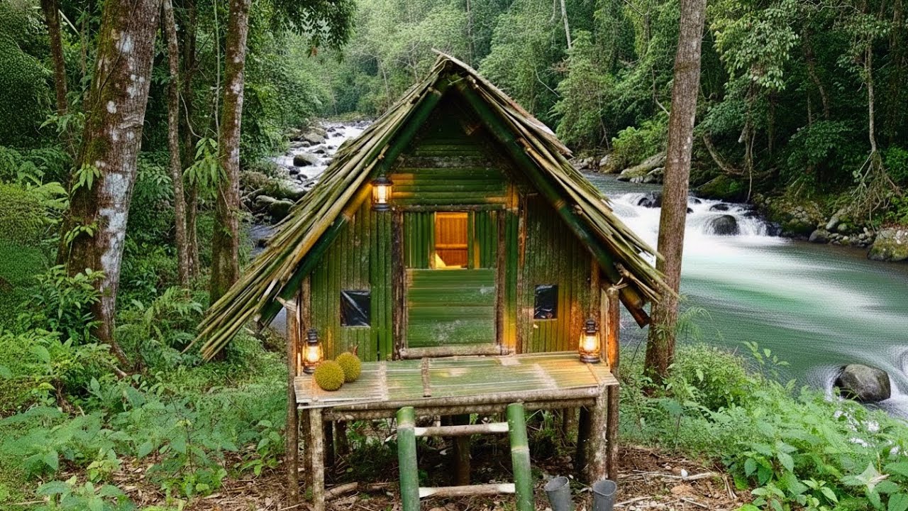 2 Hari 2 Malam🔥Membangun pondok mencari Buah dan ikan sungai 💦#kinsurvive 