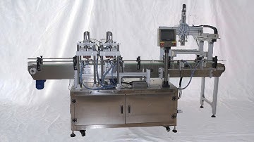 Dauber cans PVC glue container screw capping labeling line for Canadian customers 出口加拿大鐵罐旋蓋機帶自動理蓋裝置