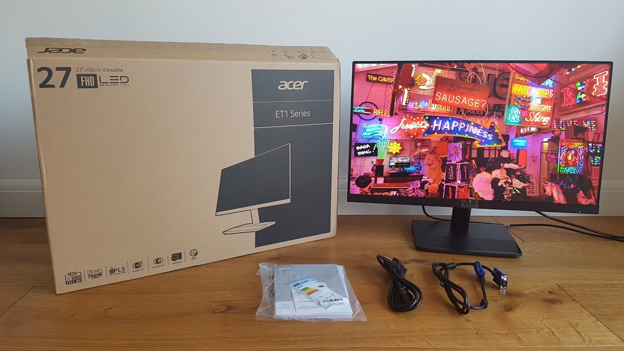 Unboxing Acer HD 27-inch ZeroFrame Review and YouTube VGA HDMI 4ms ET271 panel Monitor IPS - Full