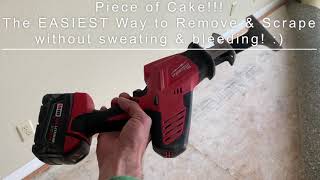How to Quickly Remove Carpet, Pad &amp; Tack Strips the Easiest Way · Best Scrape &amp; Prep Tool Ever!