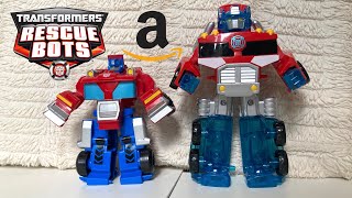 Comparing Transformers Rescue Bots vs Amazon Rescue Bots. Bumblebee, Optimus Prime, Chase, Boulder