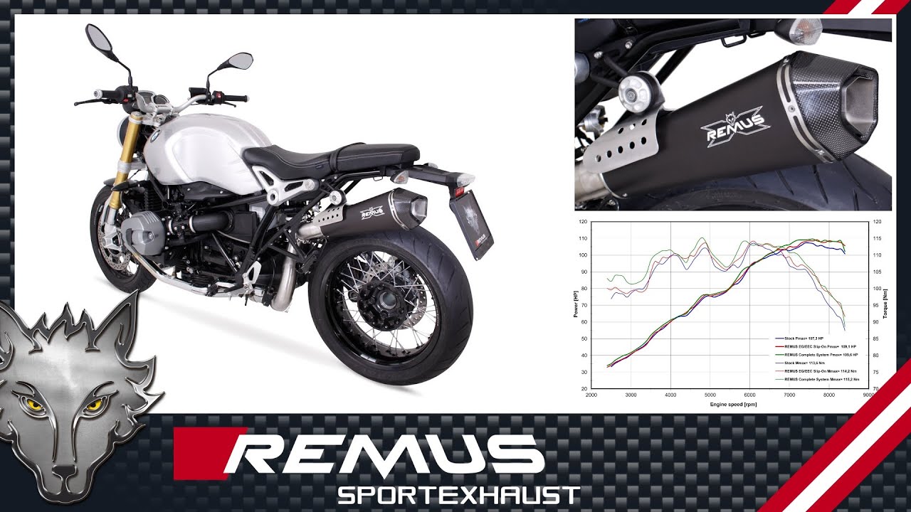 BMW R nine T Mod. 2016 with REMUS upswept slip-on system - YouTube