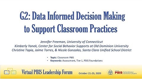 [Session G2] PBIS Forum 2020: Data Informed Decision Making to Support Classroom Practices