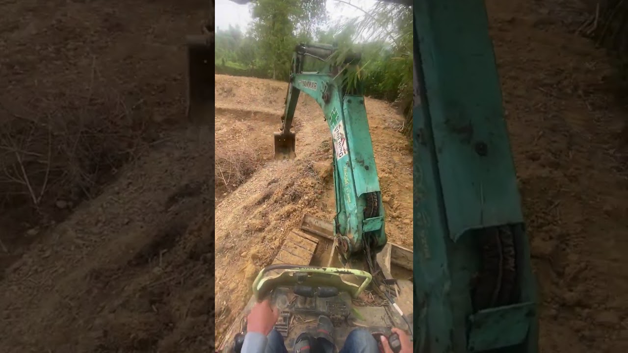 Làm mặt bằng bờ ao #excavator