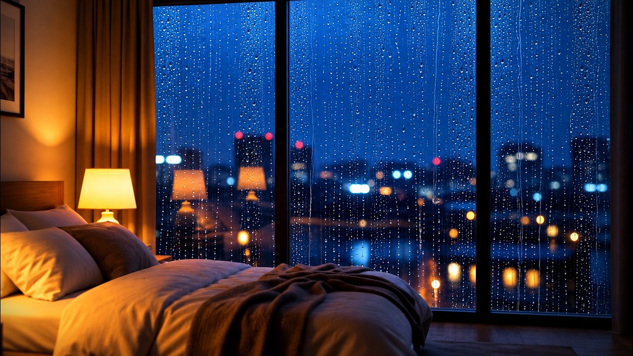 Heavy Rain on Window 🌧️ Cozy Bedroom Rain Sounds for Deep Sleep