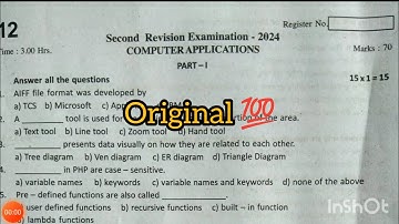 12th computer applications second revision exam original question paper 2024