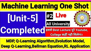 Machine Learning Aktu Unit 5| Markov Decision Process|Q Learning|Deep Q Learning|Bellman Equation #2