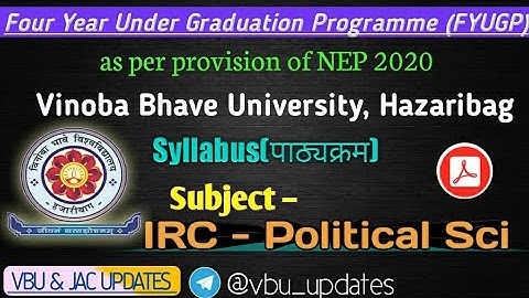 VBU FYUGP Syllabus Political Science (IRC) for Sem 1/2/3