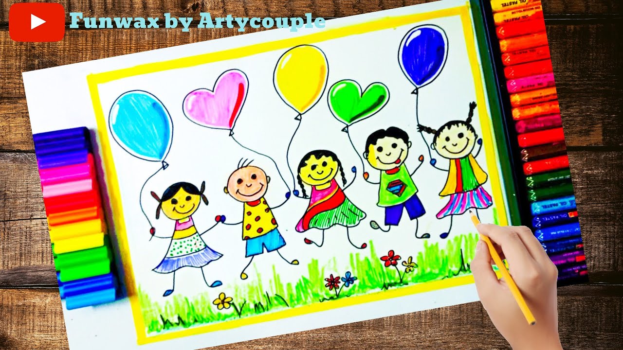 Children's Day Drawing easy step| Happy Children's Day Drawing| Children's  Day card drawing - YouTube