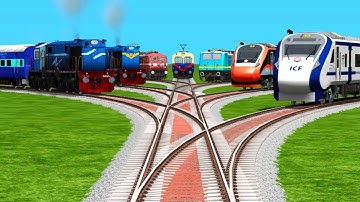 More Realistic Trains Crossing By Curved & Diamond Railroad Tracks | train simulator classic 