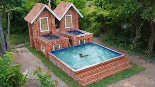 70 Day Of Build Amazing 2Story Twins House Design &Contemporary Swimming Pool For Living In Forest