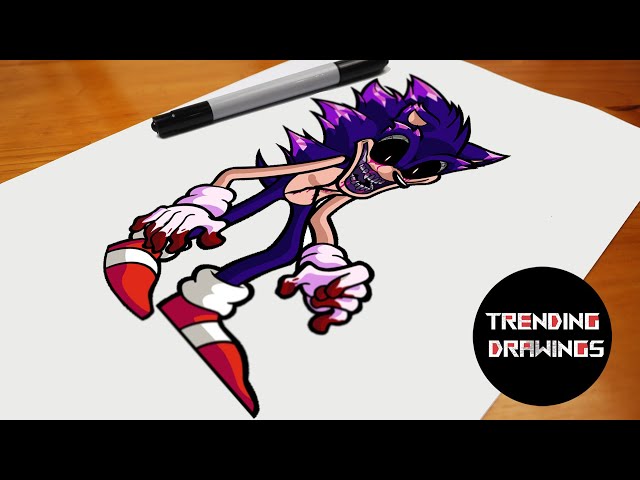 How to draw Sonic.Exe - FNF - Sketchok easy drawing guides