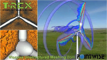 CFD results for a horizontal axis wind turbine on a T-Rex hybrid mesh from Pointwise.