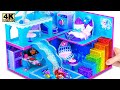 How To Make Blue Frozen Mansion From Cardboard with Color Ice Pool ❤️ DIY Miniature Cardboard House