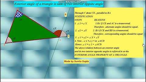 Exterior angle of a triangle || Geogebra II understanding and prove of exterior angle of a triangle
