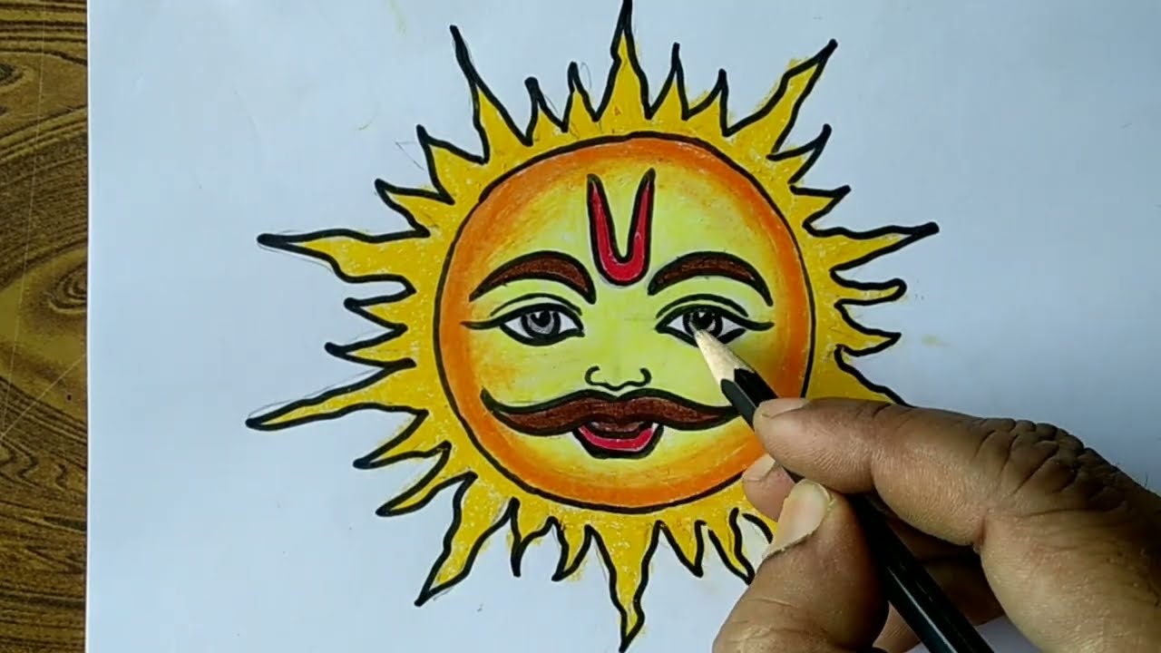 Lord Sun God drawing | Surya dev drawing easy | Holy Drawings ...