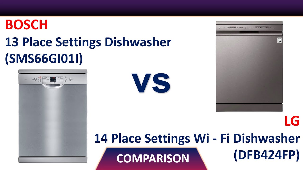 Bosch 13 Place Settings Dishwasher VS LG 14 Place Settings WIFI Dishwasher SMS66GI01I VS