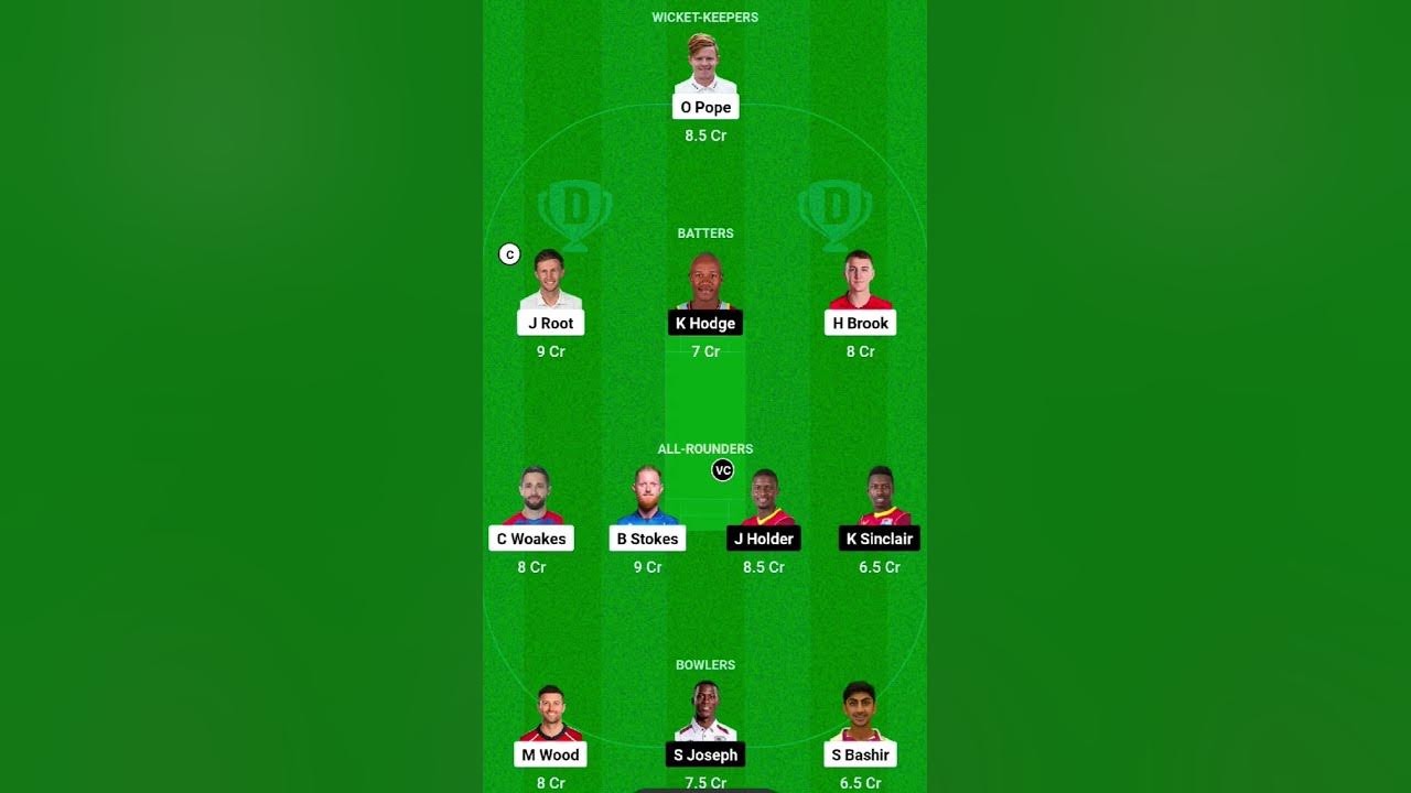 WI Vs ENG 3rd Test Match Dream 11 Prediction