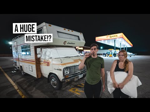 Our First Time RV Camping In a PARKING LOT! Creepy Door Knocks \u0026 More Engine Trouble 😱