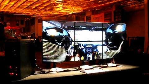 AMD Eyefinity running on six displays in a 3x2 panel arrangement
