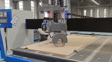 1) AccTek cnc router included saw blade cutting wooden board