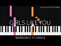 Maroon 5 - Girls Like You ft. Cardi B (Easy Piano Tutorial)