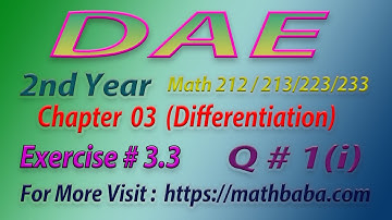 DAE 2nd year Chapter 03 Exercise 3.3 Question 01 Part i