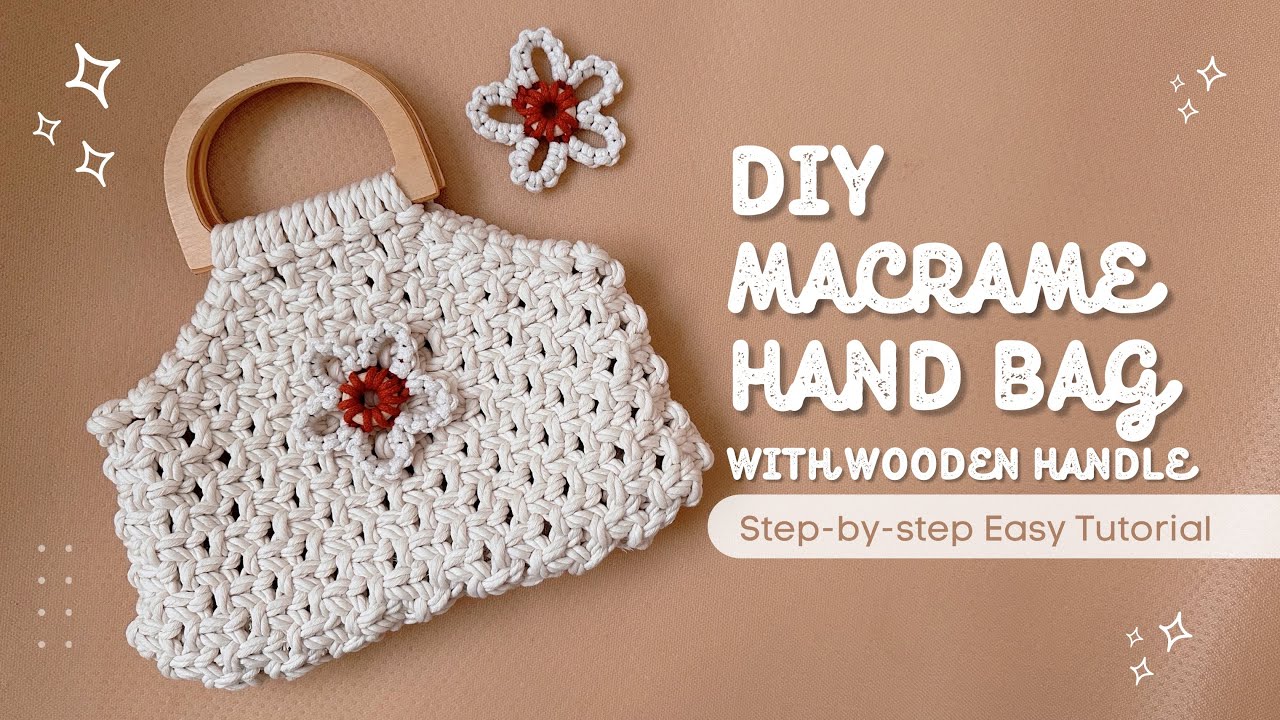 How to make Macrame Bag with Wooden Handle | Wood Handle Hand Bag ...