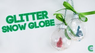 Plastic Snow Globe Ornament with Glitter and Bottlebrush Tree
