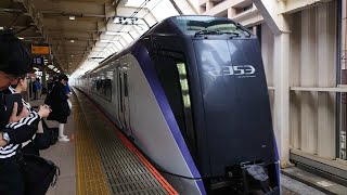 [ジョイント音最高！]E353系 S205編成 S109編成 特急あずさ4号東京行が国立駅3番線を通過するシーン