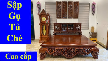 Không gian nội thất cao cấp với sập gụ tủ chè cùng bộ tranh gỗ treo tường