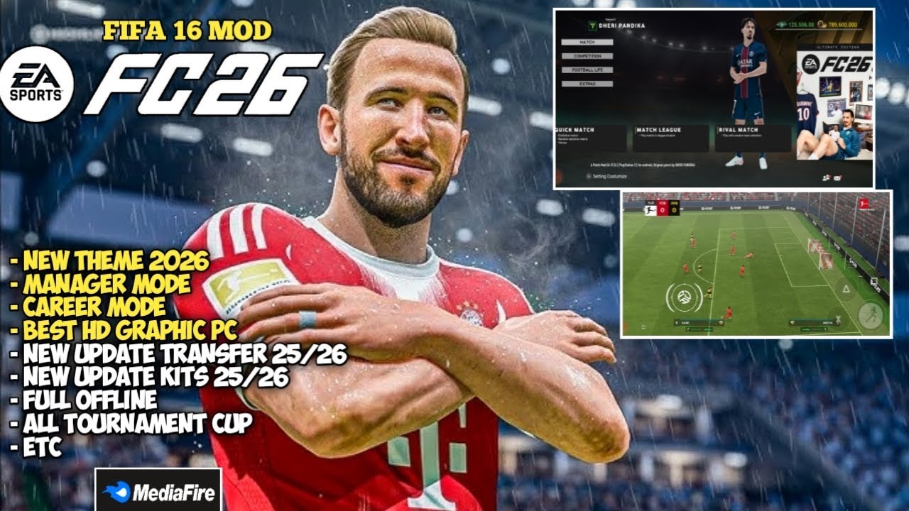 FIFA 16 MOD FC26 FULL TOURNAMENT CUP BEST HD GRAPHIC UPDATE TRANSFER ...