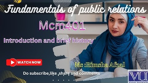 fundamental of public relations||Mcm401 || Mass communication ||#vufastlearners #vu #Mcm401