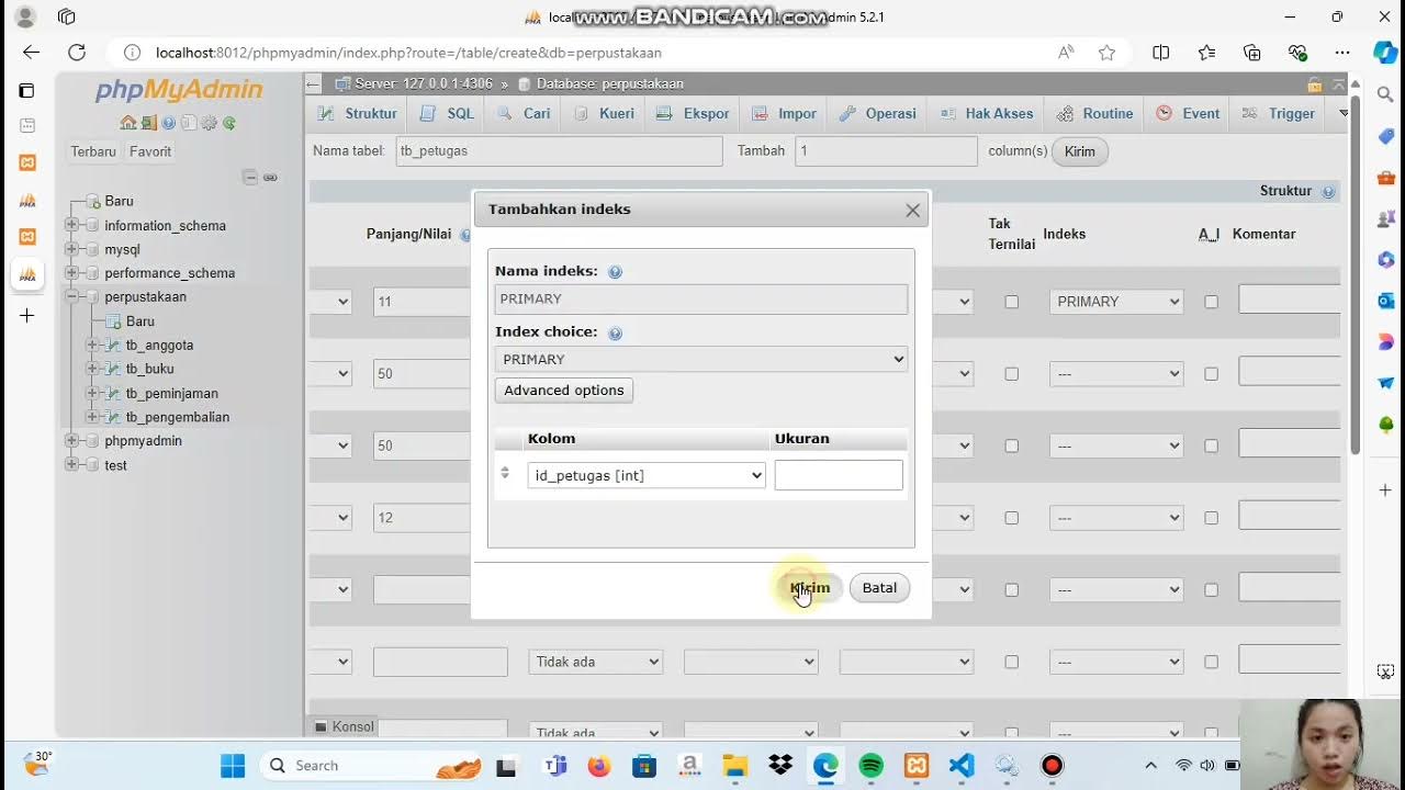 Membuat database perpustakaan dengan apk xampp phpyadmin youtube