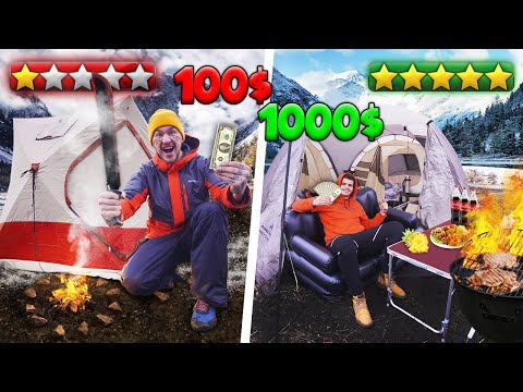 ВЫЖИВАНИЕ В ЗИМНИХ ГОРАХ НА 100$ VS 1000$!