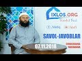 Savol - javoblar || 07.11.2018 || Shayx Sodiq Samarqandiy