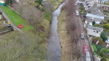 A birds eye view at the start of works on the Stonehaven Flood Protection Scheme