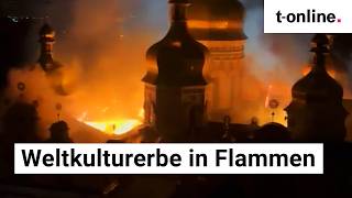 Angriff auf Kiewer Weltkulturerbe: Flammen über dem Höhlenkloster