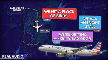 Airplane hits "BUNCH" of birds after takeoff and returns to Sacramento. Real ATC