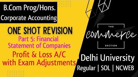 #5 Profit and Loss Statement - Financial Statements of Companies -  | bcom | One Shot Revision  | DU