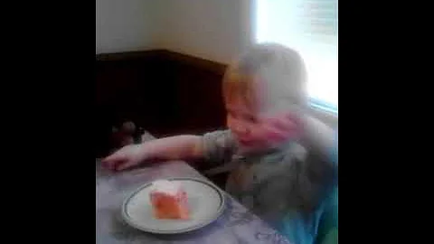 Caleb eating cake