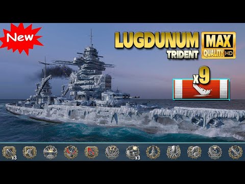 New battleship Lugdunum with a 16 medals game - World of Warships