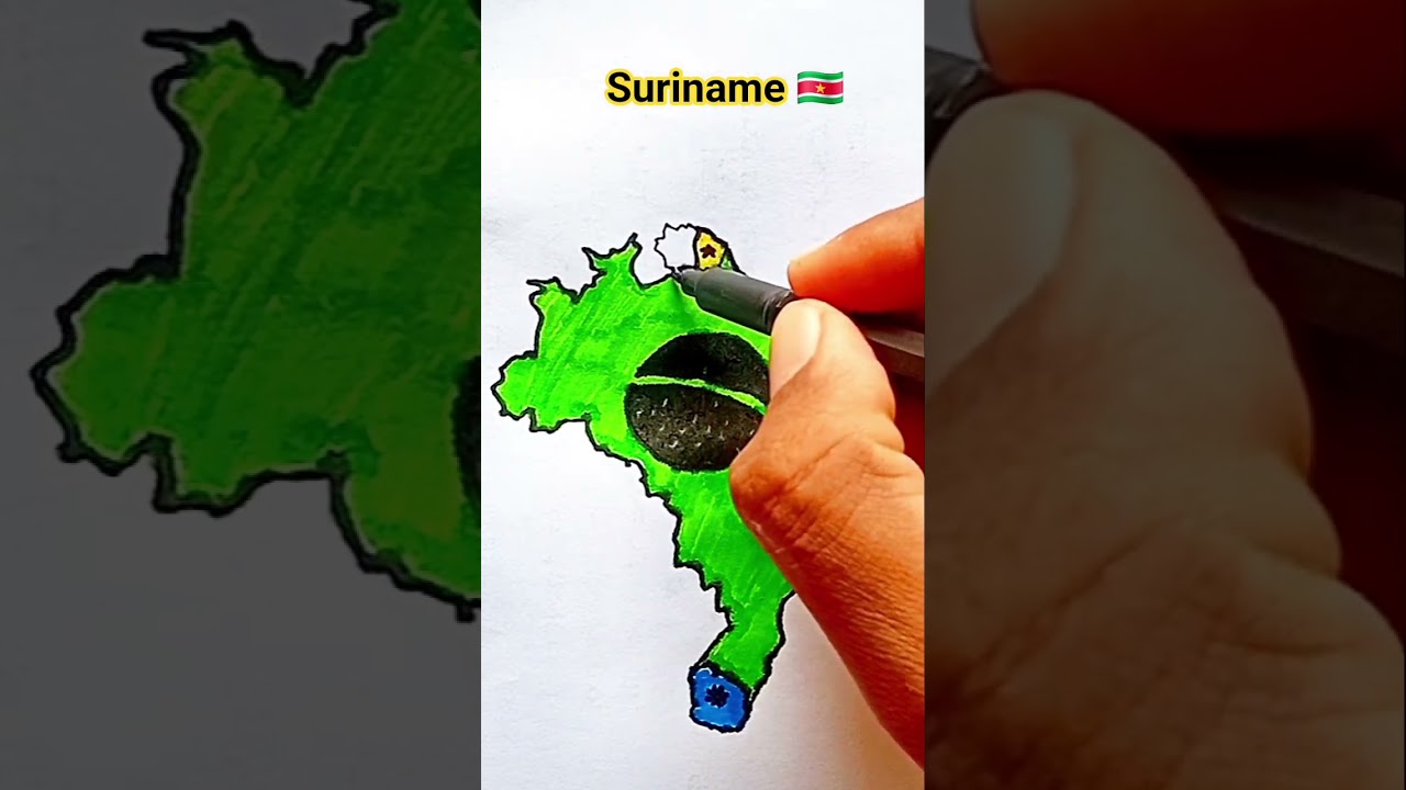 Draw Map of Suriname 🇸🇷 