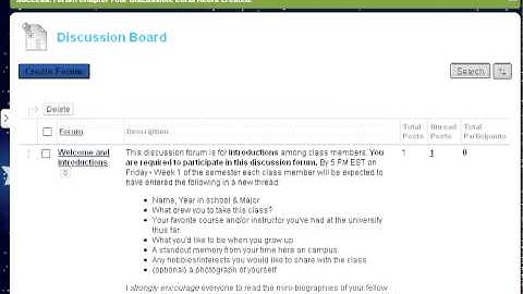 CourseSites Tutorial 8: Creating a Discussion Board Forum