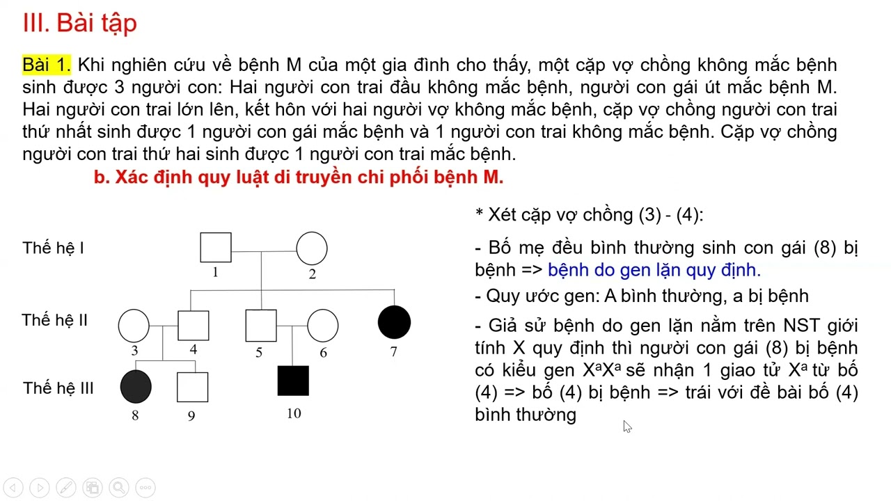 Giải bài tập phả hệ một bệnh (phần 1)