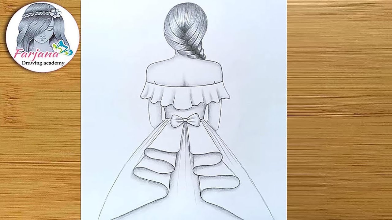 How To Draw Easy Girl With Beautiful Dress Step By Step