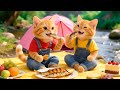 ジンジャー子猫とお母さん猫がいかだで旅行に出かける – 湖のほとりで魚を焼いてとっても楽しくてあたたかい時間を過ごす🐟